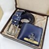 Wallet Combo For Mens | Personalized Leather Wallet & Belt Gift Set - navy blue