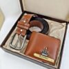 Wallet Combo For Mens | Personalized Leather Wallet & Belt Gift Set - tan
