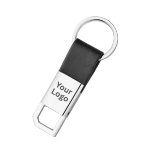 Classic Leather Metal Keychain | Custom Logo Engraved Corporate Gift